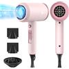 slopehill Asciugacapelli ionico professionale, potente, 1800 W, ad asciugatura rapida, a basso rumore, con 2 ugelli concentratori, 1 diffusore per casa, salone, viaggi (rosa e oro rosa)