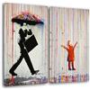 Giallobus - Quadri Grande Formato XXL - Banksy - Street Art - Pioggia di Colori - Tela Canvas - 144x100cm | 2pcs. x 70x100cm - Pronto da Appendere - Quadri Moderni per la casa