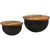vidaXL Set Tavolini da Salotto 2 pz Nero in Legno Massello di Recupero, tavolino da Soggiorno, Arredamento da Soggiorno, tavolino in Legno massello