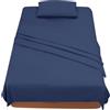 FARFALLAROSSA Lenzuola Una Piazza e Mezza 120 - Completo Lenzuola 3 Pezzi in Microfibre - Lenzuolo con Angoli - Lenzuola Sopra - 1 Federa 50x80 - Lenzuola Una Piazza e Mezza 120x190/200 Blu