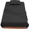 FARFALLAROSSA Lenzuola Letto Singolo 90 - Completo Lenzuola 3 Pezzi in Microfibre - Lenzuolo con Angoli - Lenzuola Sopra - 1 Federa 50x80 - Lenzuola Singolo 90x190/200 Nero