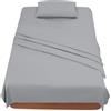 FARFALLAROSSA Lenzuola Una Piazza e Mezza 120 - Completo Lenzuola 3 Pezzi in Microfibre - Lenzuolo con Angoli - Lenzuola Sopra - 1 Federa 50x80 - Lenzuola Una Piazza e Mezza 120x190/200 Grigio Chiaro
