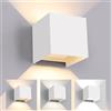 FUPE LED 15W Applique da Parete Esterno/Interno Regolabile 3 Colori 11CM Cubo IP65 Impermeabile Lampada da Esterno Parete Applique Esterni Muro Quadrata Angolo del Fascio Regolabile Moderne Bianco