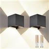 FUPE 2 Pezzi G9 LED Applique da Parete Esterno/Interno Cubo IP65 Impermeabile Lampada da Esterno Parete Applique Esterni Moderne Nero 4000K Quadrata Angolo del Fascio Lampadine sostituibili Non Dimmabile