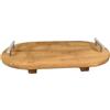 Generico Aurora Store Vassoio in Legno Ovale con Manici in Metallo 45x22 cm Adatto per Bar Ristorante Colazione Aperitivo