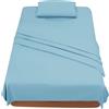 FARFALLAROSSA Lenzuola Una Piazza e Mezza 120 - Completo Lenzuola 3 Pezzi in Microfibre - Lenzuolo con Angoli - Lenzuola Sopra - 1 Federa 50x80 - Lenzuola Una Piazza e Mezza 120x190/200 Azzurro