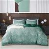 Jemiipee Set Copripiumino Piazza e Mezza con Motivo di Foglie Tropicali, 1 x Copripiumino 200x200 cm e 2 x Federe 50x80 cm Parure Sacco Copri Piumone Microfibra Biancheria da Letto Verde