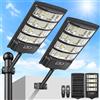 LEKIA Lampione Solare per Esterno, 6500K Lampada Stradale Solare con Sensore di Movimento, Telecomando, Impermeabili 320° Illuminazione Faretto Solari con Pannello per Giardino, Strada, 2 Pezzi