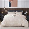 Jemiipee Set Copripiumino Piazza e Mezza con Motivo di Foglie Tropicali, 1 x Copripiumino 200x200 cm e 2 x Federe 50x80 cm Parure Sacco Copri Piumone Microfibra Biancheria da Letto Beige