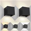 FUPE 2 Pezzi Applique da Parete Esterno/Interno Regolabile 3 colori LED Cubo IP65 Impermeabile Lampada da Esterno Parete Applique Esterni Muro Quadrata Angolo del Fascio Regolabile Moderne Nero 6W