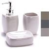 MSV Set Accessori Bagno 3 Pezzi in Ceramica - Dispenser Sapone, Portasapone, Bicchiere - Bianco