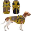 TOPSOSO Cappotto per cani con pettorina e tasche, gilet invernale con cerniera, strisce riflettenti, doppio anello a D, giacca per cani di piccola taglia (senape, M)