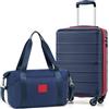 COOLIFE Ryanair Valigia Bagaglio a mano,Valigie,Trolley,Valigia da cabina 55×35×20,Chiusura a combinazione laterale con TSA (Bianco/Marrone, 55×35×20) (Blu/Rosso, 55×35×20 -Set 2pzs)