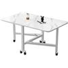 JSFYJZYZ Tavolo da Pranzo Pieghevole con Ruote, Tavolo a Scomparsa Allungabile, Salvaspazio, Effetto Marmo e Legno, Resistente ai Graffi(White,100x60x75cm/39x23x29in)