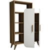 Dmora Credenza Capella, Buffet da Soggiorno, Madia da Salotto, Dispensa da Cucina, 90x32h132 cm, Noce e Bianco