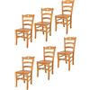 t m c s Tommychairs - Set 6 sedie modello Cuore per cucina bar e sala da pranzo, robusta struttura in legno di faggio color miele e seduta in legno