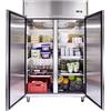 METRO Professional Frigorifero GRE1400 con 2 porte, 940L, argento, 2.01 kWh/24h, 220-240V, illuminazione a LED, 8 ripiani regolabili, sbrinamento automatico, ideale per attività gastronomiche