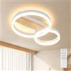 FANLG Plafoniera LED Soffitto Dimmerabile 3000K-6000K, Lampadario Camera da Letto 22W Plafoniere da soffitto Lampada da soffitto per soggiorno balcone cucine corridoio 40cm Bianco+legno