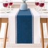 DecorMommt Runner Tavola Moderno Blu 33x183 Retro Stampa a Righe Autunnale Cucina Decorazione Cotone e lino impermeabili Runner Tavola per Interni,Vacanze,Feste,Matrimoni