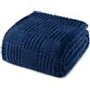 Whale Flotilla Coperta Pile, Coperta Morbida e Calda per Divano e Letto Singolo, Matrimoniale, con Motivo Jacquard Decorativo per Tutte le Stagioni, 150 x 200 cm, Blu Navy