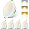 Sweier Faretti LED da Incasso per Cartongesso Dimmerabili 220V, 5W 480LM, Temperatura di Colore Regolabile 3000K 4000K 6000K, Ultrasottili 28mm, IP44 Luci Soffitto Interno, Foro Ø80-90mm