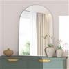 NEUWEABY Specchio da parete ad arco da parete per bagno, 60 x 90 cm specchio da bagno ad arco con cornice in metallo, specchio da bagno argento per camino, camera da letto, ingresso, soggiorno
