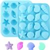 Hariendny Confezione da 2 stampi in silicone a forma di conchiglia, per cioccolato, caramelle, conchiglie, fondente, stella marina, argilla polimerica, stampo da forno a tema oceano, per decorazioni fai da te