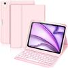 Palkitsee Custodia con Tastiera per iPad Air 11 M4 M3 M2 2026 2025 2024, Air 5 4 Generazione 10,9 Pollici, Retroilluminazione a 7 Colori, Tastiera Staccabile Senza Fili, con Portapenna, Rosa
