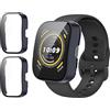 GIOPUEY [2 Pezzi Cover per Amazfit Bip 5, Pellicola Protettiva Vetro + Cornice in Plastica Rigida, Amazfit Bip 5 Custodia - Blue+Blue