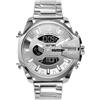 Diesel Mega Chief Orologio da Uomo Movimento Digitale o Cronografo, Acciaio Inossidabile con Cassa da 51 mm e Cinturino in Acciaio Inossidabile o in Pelle, D'argento
