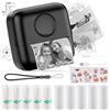 HuiJuKeJi Mini Stampante Fotografica,Stampante Termica,immagine per foto, stampa di ricevute,stampante fotografica,con 10 rotoli di carta 1 adesivo per smartphone, per Fotografica Note Elenco Memo (Black)