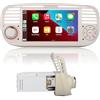 LXKLSZ Autoradio compatibile con CarPlay wireless/Android Auto per Fiat 500 2007-2015 con Alta potenza di uscita touch screen IPS/Bluetooth/Mirror Link/FM/AM/USB