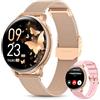 Sanorum Smartwatch Donna, 1.27" Orologio Smartwatch con Chiamata Bluetooth, Fisiologia Feminile, 120+ Sport, 24H Frequenza Cardiaca SpO2 Sonno, IP68 Impermeabile, Smart Watch per Android iOS Oro Rosa
