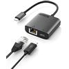 Lemorele Adattatore di ricarica da USB-C a Gigabit Ethernet, Lemorele Thunderbolt 3 da USB C a RJ45 Gigabit Ethernet LAN Adattatore di ricarica PD Compatibile con MacBook Pro/Air, iPad Pro/Air, Smartphone
