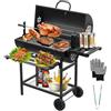 TEENO Barbecue a carbone di legno,con griglia di cottura XXL,guanti anti-bruciore, termometro, cassetto cenere, sfiato regolabile, grande barbecue al carbone di legno(aggiornamento (with Chicken Grill