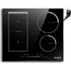 Cooksir Piano Cottura Induzione 4 Fuochi con Spina, Piano Cottura a Induzione 4 Fuochi da Incasso 59cm, 3500W, Zona Combinata per Grill, Comando a Sfioramento, 220V