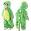 Doladola pagliaccetto con cappuccio per bambina in flanella animale set invernale con fodera in cotone (Dinosauro Verde,24-30 mesi)