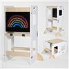 KYWAI® Torre Montessoriana Bambini - Torretta Montessoriana 3 in 1 con Lavagna e