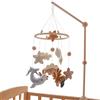 Lanmijia Baby Mobile, giostrina culla neonato, Baby Campanelli Eolici con Palline in Feltro con stelle, lune e nuvoleall'uncinetto decorazioni pendenti giostrina per il lettinogiostrina in legno per bambini