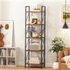 YITAHOME Libreria industriale a 5 ripiani, ripiani in legno e struttura in metallo, espositore per soggiorno, casa, ufficio, cucina, camera da letto, libreria rustica marrone