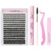 LAUBESS Kit Extension Ciglia Finte Ciuffetti Kit Extension Ciglia Fai Da Te With Bond And Seal Lashes Glue, Remover Extension Ciglia, Pinzette, Scovolino Ciglia Make Up Kit (Set 20D/40D/50D-0.07D-8-16Mix)