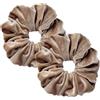 Leirinik Velvet Scrunchie marrone, confezione da 2 pezzi, 14 cm, elastici per capelli di alta qualità, in 100% poliestere, effetto velluto, per donne e ragazze, per tutti i tipi di capelli, per