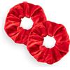 Leirinik Velvet Scrunchie rosso confezione da 2 pezzi - 14 cm - elastici per capelli di alta qualità in 100% poliestere - effetto velluto per donne e ragazze - tutti i tipi di capelli - delicato sui