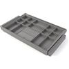 Emuca - Kit cassetto organizzatore e telaio regolabile Quartz per armadi, chiusura ammortizzata e estrazione totale, modulo da 80 cm, finitura titanio