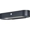 OSRAM Aplique solar ovalado ENDURA Style, luz blanca cálida (3000K), sensor integrado, utilizable sin alimentación, batería de larga duración: 30 veces 60 seg en modo PIR, protección IP44, negro