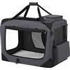 FEANDREA Trasportino per Cani, Gabbia Pieghevole per Animali Domestici, Taglia XL, Tessuto Oxford e Maglia, Traspirante, Portatile, Struttura in Metallo, Manici e Tasche, 81 x 58 x 58 cm, Grigio