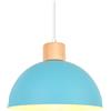 iDEGU Lampada a Sospensione Retrò 25CM LED Lampada a Soffitto in Legna Metallo Moderna Lampadario Stile Scandinavo a Semicerchio Plafoniera per Soggiorno Sala da Pranzo Camera da Letto (Blu)