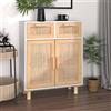 Festnight Credenza, Madie E Credenze, Madia Moderna, Credenza Cucina, Madia Soggiorno, Mobile Cucina, Bianca 60x30x75 cm Legno Massello Pino Rattan Naturale