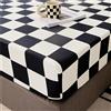 Odot Lenzuolo Coprimaterasso con Angoli, Motivo Checkerboard Lenzuola sotto con Angoli profondità 30cm, per Bambino Adulto, Singolo Matrimoniale e Una Piazza e Mezza (200x220x30cm,Nero)