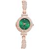 JewelryWe Orologio da donna elegante, analogico, al quarzo, da donna, piccolo, semplice, casual, con cinturino in metallo, oro rosa/argento, Strass - verde/oro rosa, Elegante